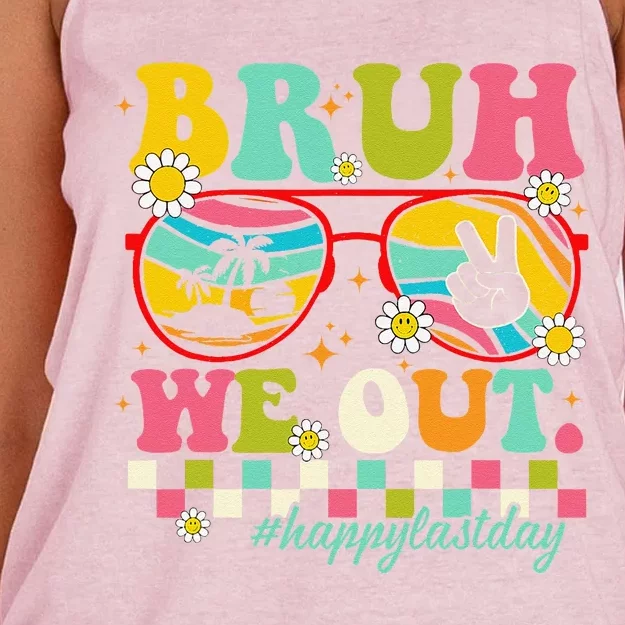 Bruh We Out Teachers Summer Happy Last Day Of School Teacher Women's Knotted Racerback Tank