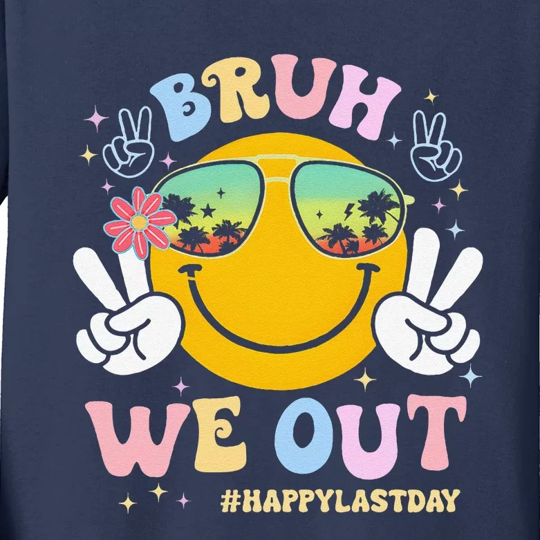 Bruh We Out Happy Last Day Of School Teacher Boy Girl Summer Kids Long Sleeve Shirt