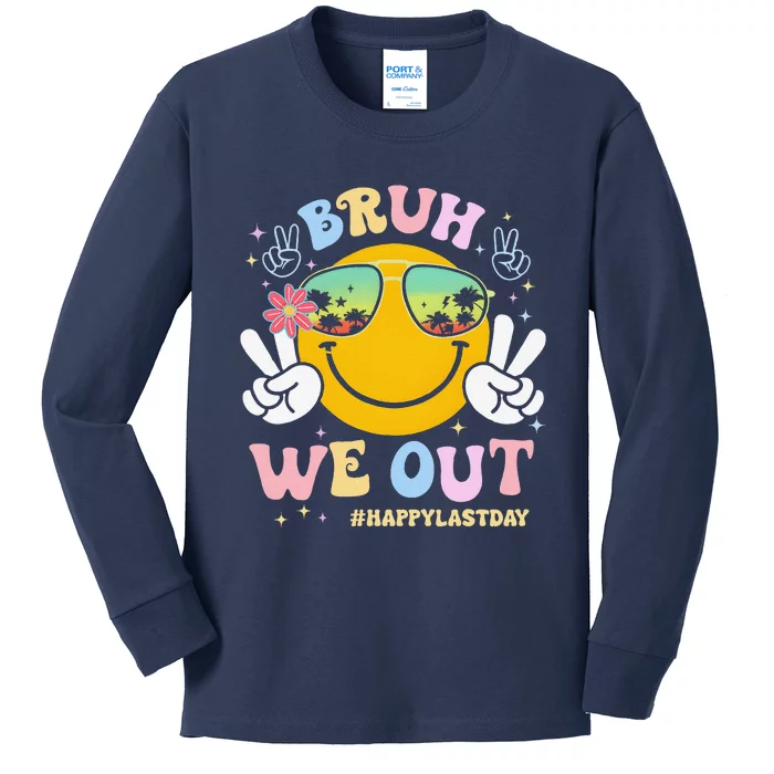 Bruh We Out Happy Last Day Of School Teacher Boy Girl Summer Kids Long Sleeve Shirt