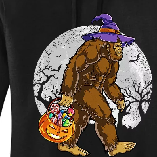 Bigfoot Witch Pumpkin Halloween Girls Women Sasquatch Lovers Women's Pullover Hoodie