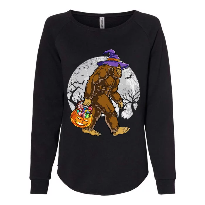 Bigfoot Witch Pumpkin Halloween Girls Women Sasquatch Lovers Womens California Wash Sweatshirt