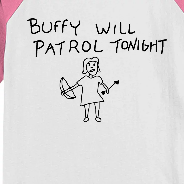 Buffy Will Patrol Tonight Kids Colorblock Raglan Jersey