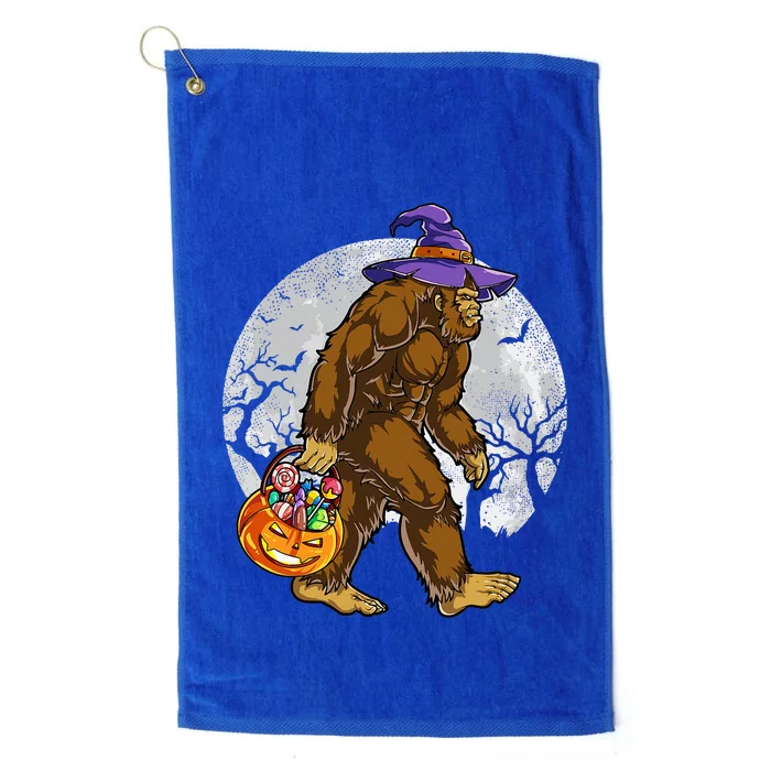 Bigfoot Witch Pumpkin Halloween Sasquatch Lovers Platinum Collection Golf Towel