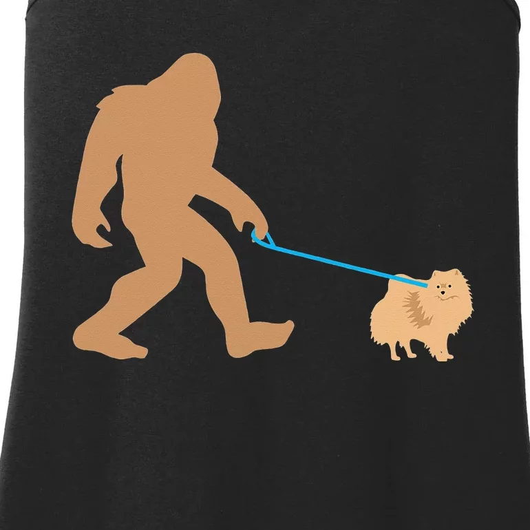 Bigfoot Walking Pomeranian Dog Funny Sasquatch Gift Ladies Essential Tank