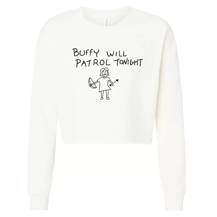 Buffy Will Patrol Tonight Cropped Pullover Crew