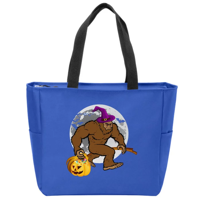 Bigfoot Witch Pumpkin Halloween Gifts WoSasquatch Lover Zip Tote Bag