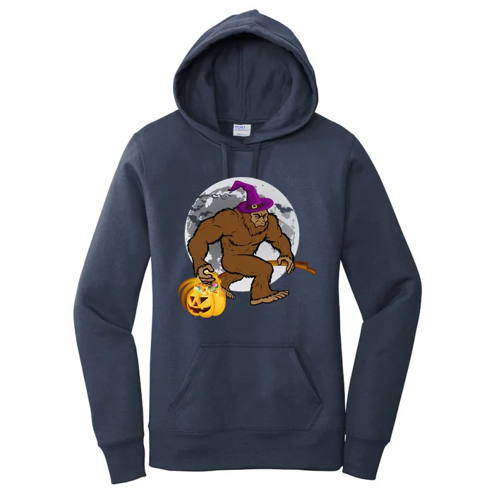 Bigfoot Witch Pumpkin Halloween Gifts WoSasquatch Lover Women's Pullover Hoodie