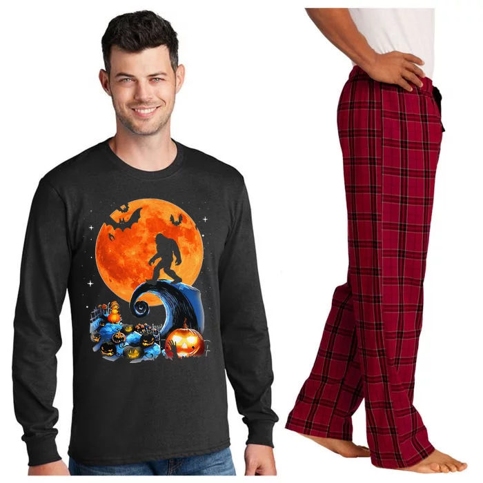 Bigfoot Witch Pumpkin Halloween Girlls WoSasquatch Lovers Cute Long Sleeve Pajama Set