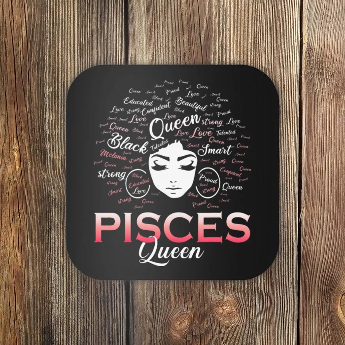 Black Wo Pisces Queen March Birthday Coaster