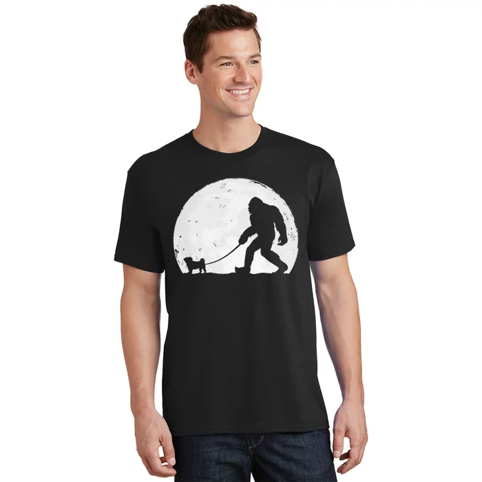 Bigfoot Walks Pug Funny Pug Funny Bigfoot Pug Lover Pug T-Shirt