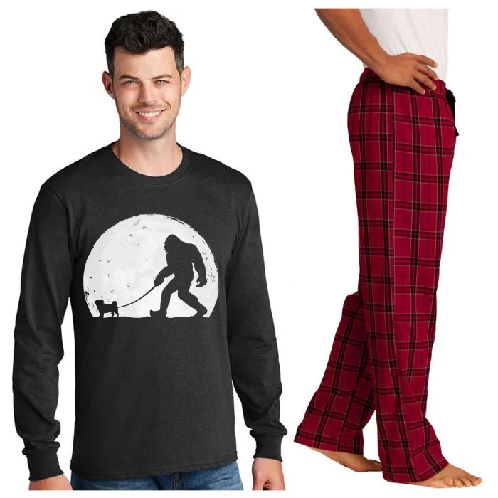 Bigfoot Walks Pug Funny Pug Funny Bigfoot Pug Lover Pug Long Sleeve Pajama Set