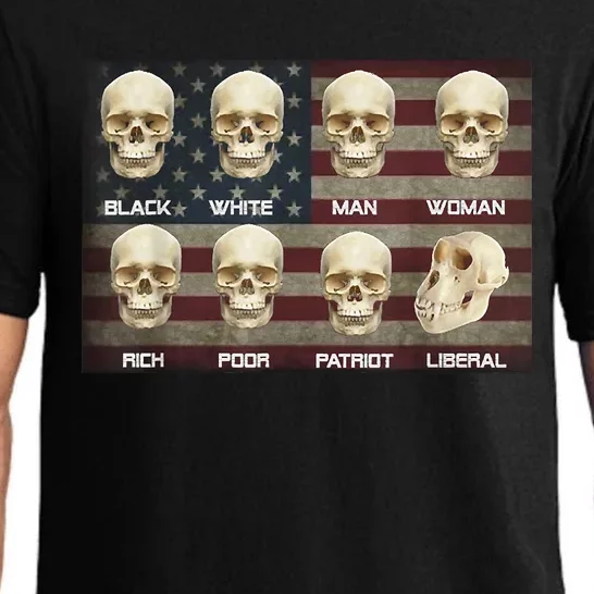 Black White Patriot Liberal Skulls Pajama Set