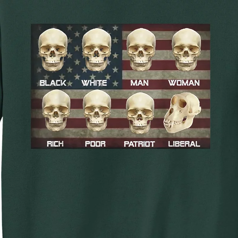 Black White Patriot Liberal Skulls Tall Sweatshirt