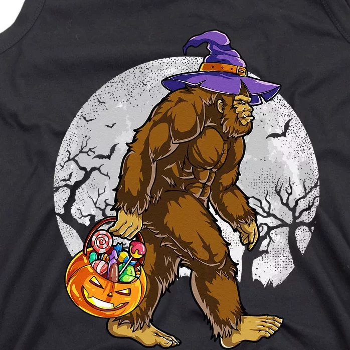 Bigfoot Witch Pumpkin Halloween Girls Women Sasquatch Lovers Tank Top