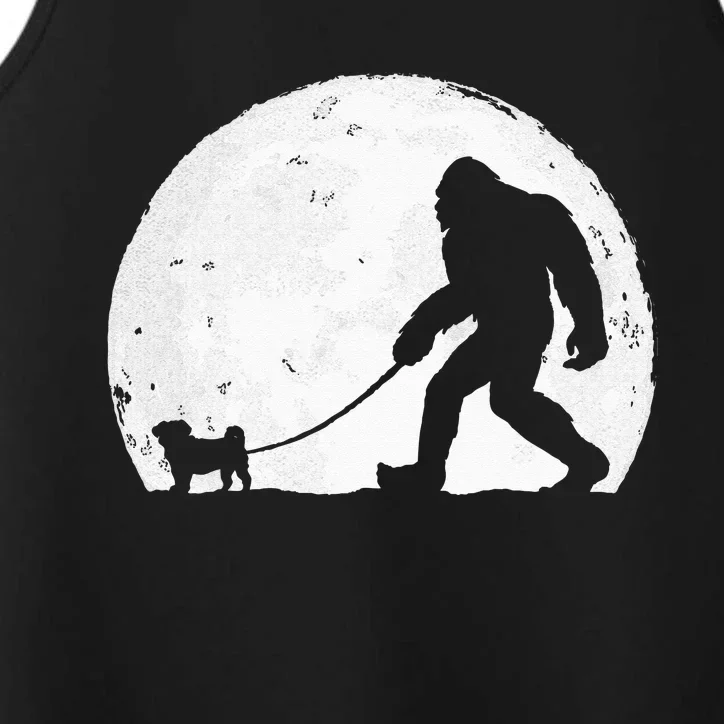 Bigfoot Walks Pug Funny Pug Funny Bigfoot Pug Lover Pug Performance Tank