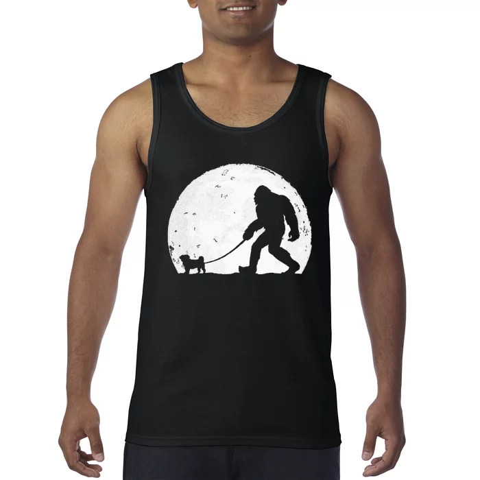 Bigfoot Walks Pug Funny Pug Funny Bigfoot Pug Lover Pug Tank Top