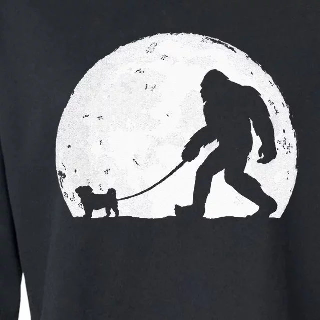 Bigfoot Walks Pug Funny Pug Funny Bigfoot Pug Lover Pug Cropped Pullover Crew