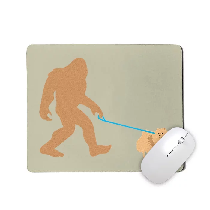 Bigfoot Walking Pomeranian Dog Funny Sasquatch Gift Mousepad