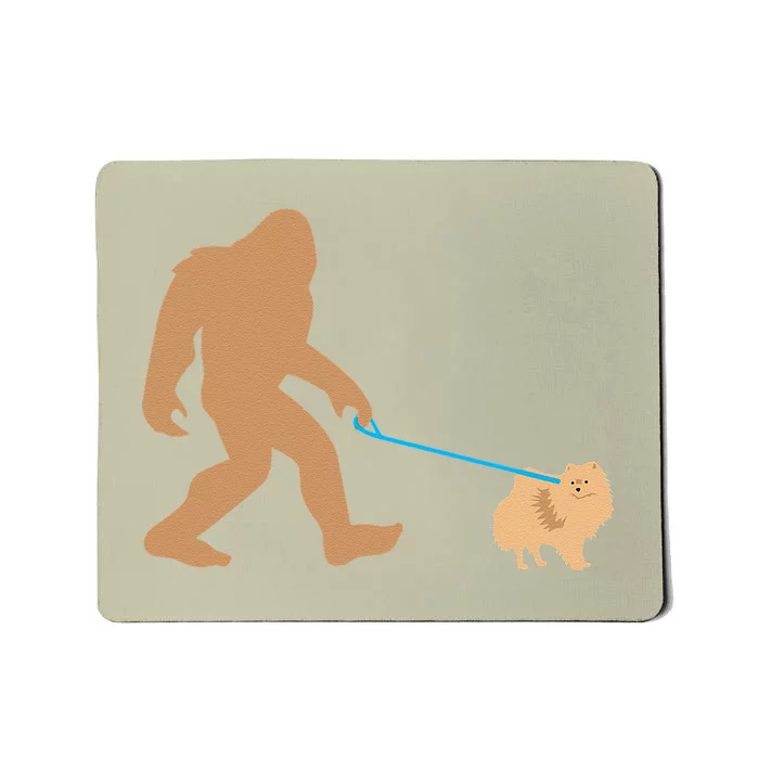 Bigfoot Walking Pomeranian Dog Funny Sasquatch Gift Mousepad