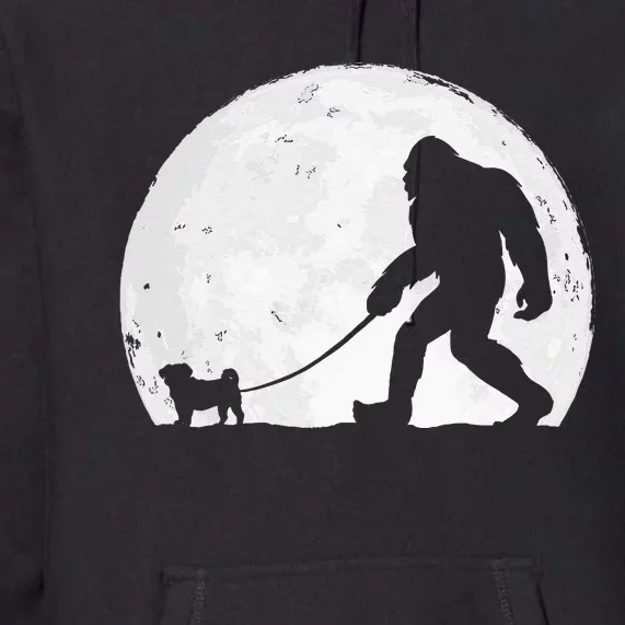 Bigfoot Walks Pug Funny Pug Funny Bigfoot Pug Lover Pug Premium Hoodie