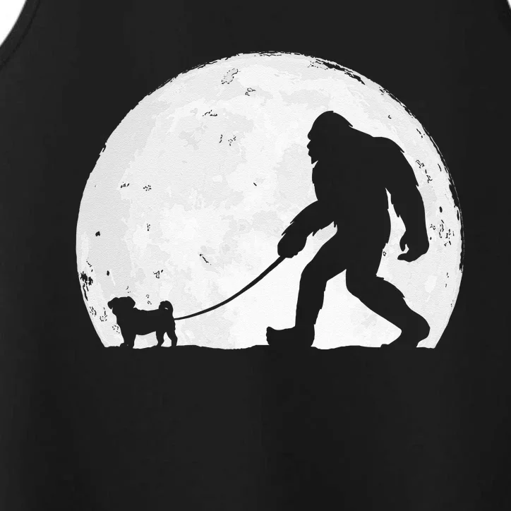 Bigfoot Walks Pug Funny Pug Funny Bigfoot Pug Lover Pug Performance Tank