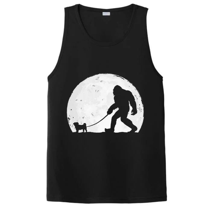 Bigfoot Walks Pug Funny Pug Funny Bigfoot Pug Lover Pug Performance Tank