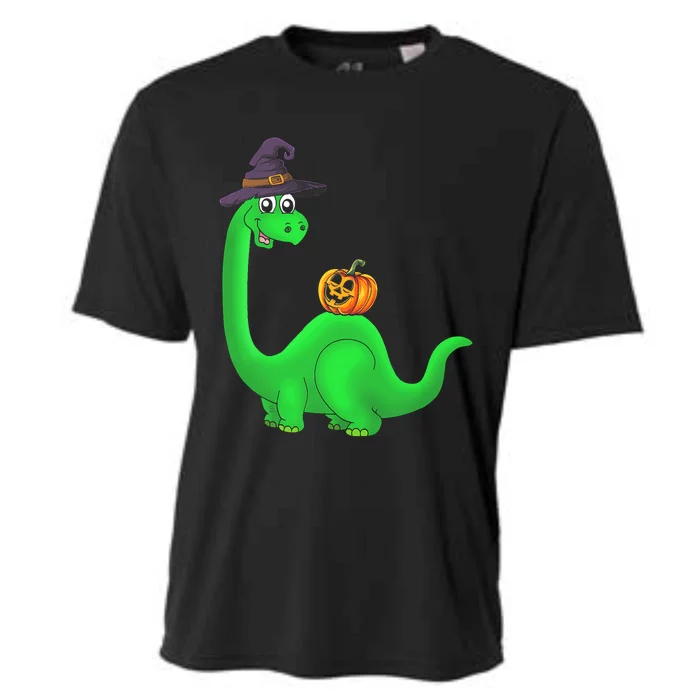 Brachiosaurus Witch Pumpkin Halloween Dinosaur Brontosaurus Cooling Performance Crew T-Shirt