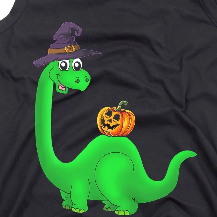 Brachiosaurus Witch Pumpkin Halloween Dinosaur Brontosaurus Tank Top