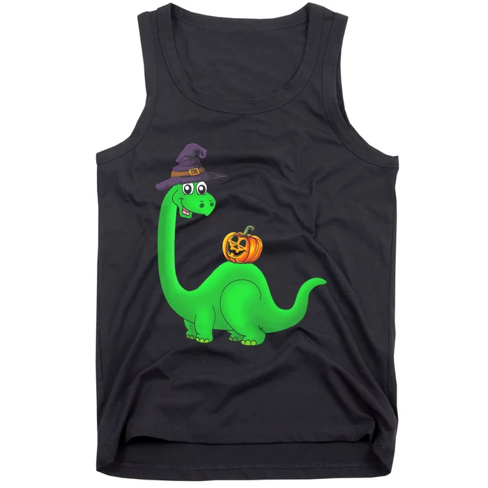 Brachiosaurus Witch Pumpkin Halloween Dinosaur Brontosaurus Tank Top