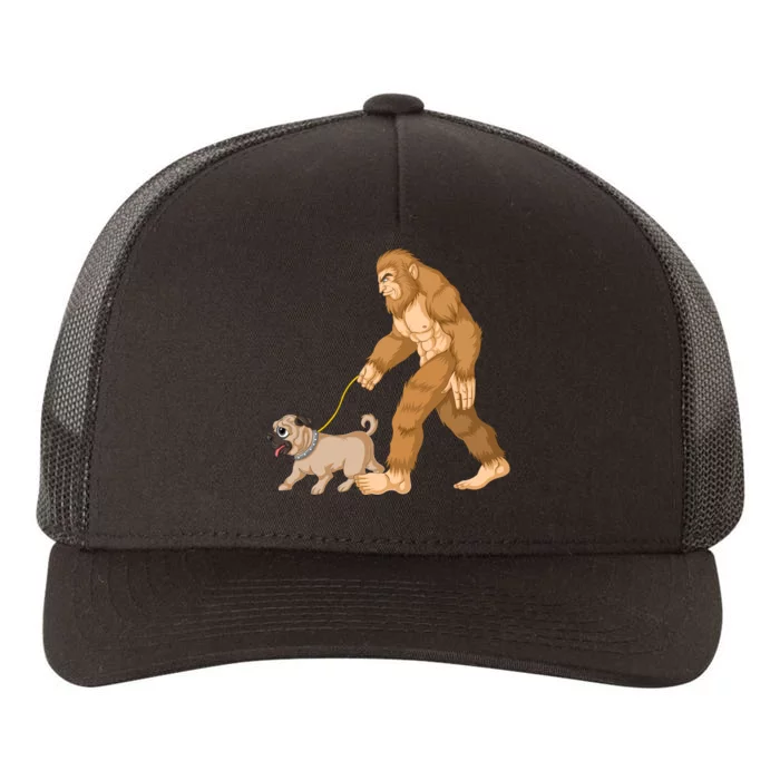 Bigfoot Walking Pug Dog Yupoong Adult 5-Panel Trucker Hat