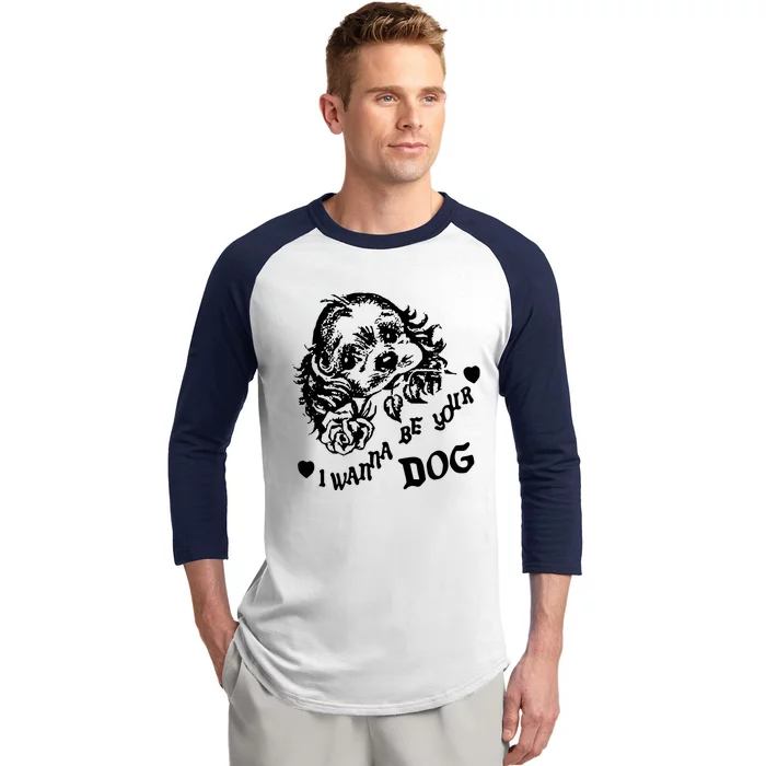 Bread & Water Print I Wanna Be Your Dog Baseball Sleeve Shirt