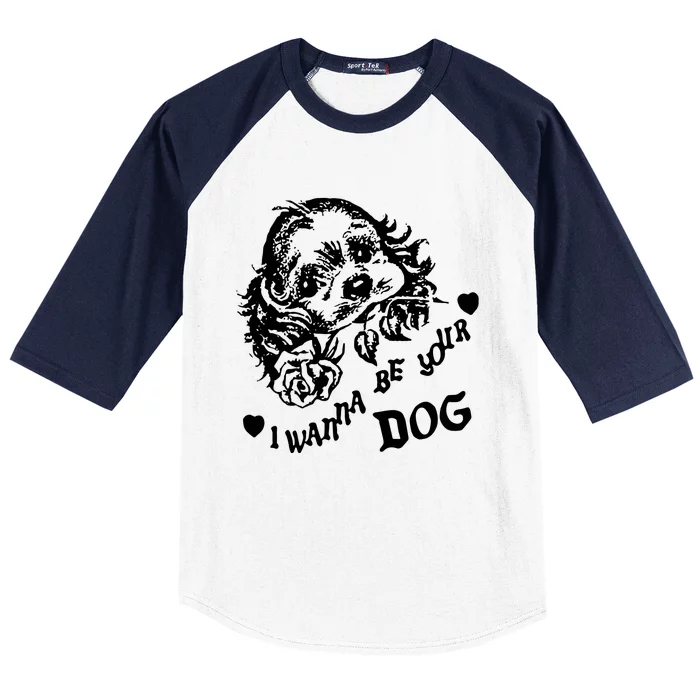 Bread & Water Print I Wanna Be Your Dog Baseball Sleeve Shirt