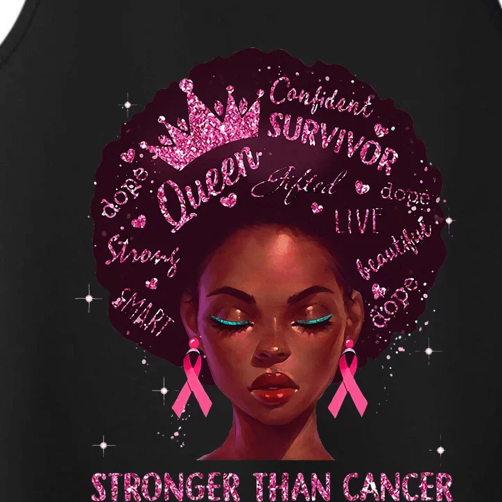 Black Women Queen Stronger Than Breast Cancer Ribbon Performance Tank