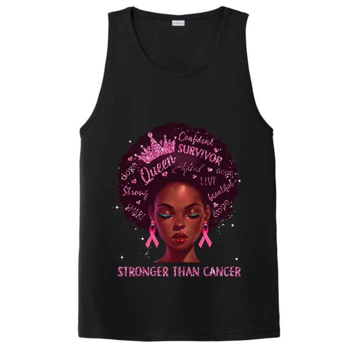 Black Women Queen Stronger Than Breast Cancer Ribbon Performance Tank