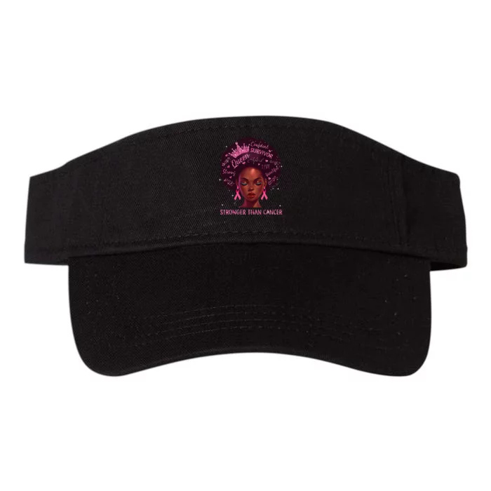 Black Women Queen Stronger Than Breast Cancer Ribbon Valucap Bio-Washed Visor