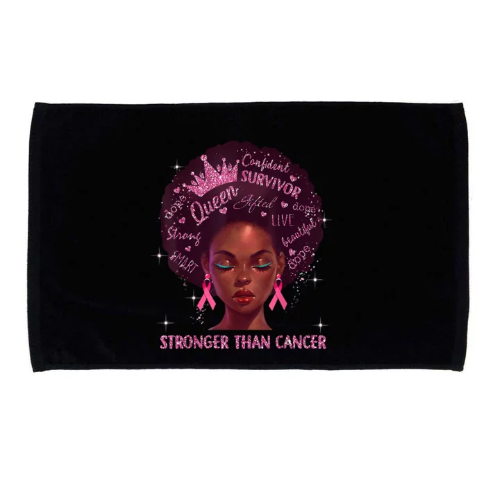 Black Women Queen Stronger Than Breast Cancer Pink Ribbon Microfiber Hand Towel