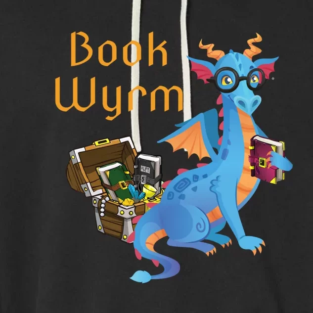 Book Wyrm Reading Dragon Fantasy Book Lover Bookworm Cool Gift Garment-Dyed Fleece Hoodie