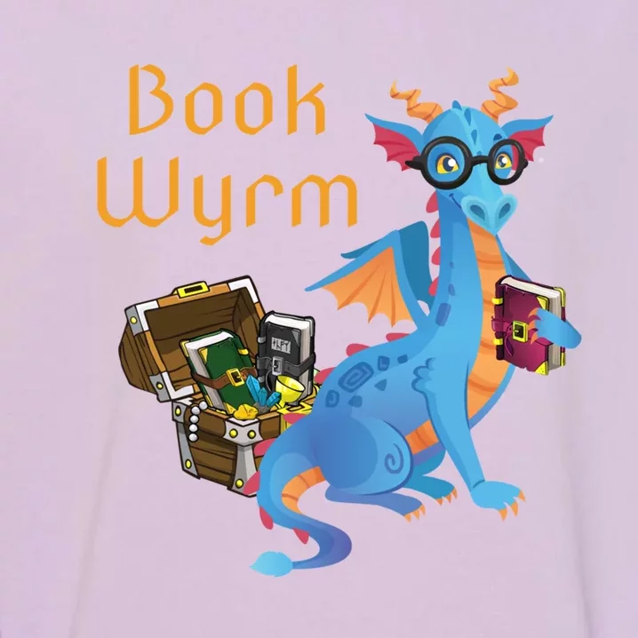 Book Wyrm Reading Dragon Fantasy Book Lover Bookworm Cool Gift Garment-Dyed Sweatshirt