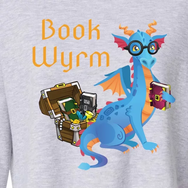 Book Wyrm Reading Dragon Fantasy Book Lover Bookworm Cool Gift Cropped Pullover Crew