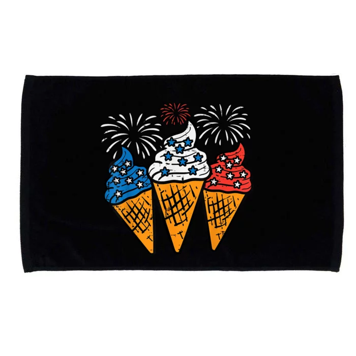 Blue White Red Ice Cream Cone US Flag 4th Of July Patriotic Microfiber Hand Towel