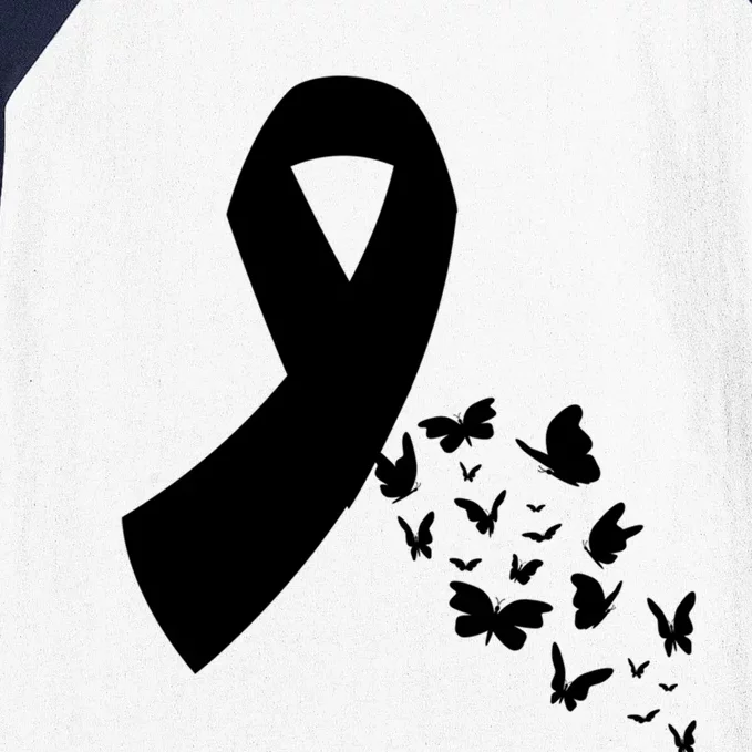 Butterfly White Ribbon Warrior Lung Cancer Awareness Cute Gift Baseball Sleeve Shirt