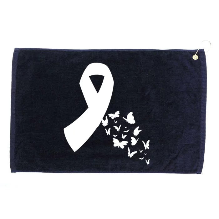 Butterfly White Ribbon Warrior Lung Cancer Awareness Cute Gift Grommeted Golf Towel