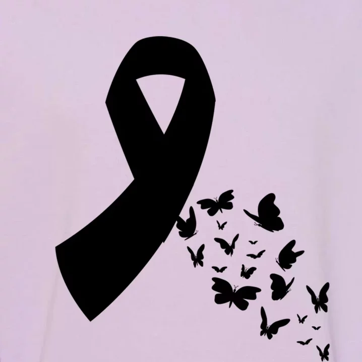 Butterfly White Ribbon Warrior Lung Cancer Awareness Cute Gift Garment-Dyed Sweatshirt