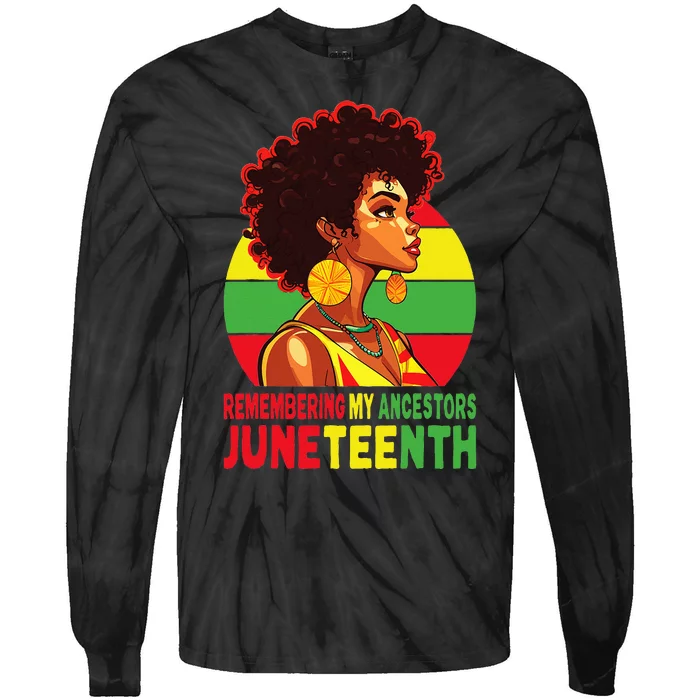 Black Wo Remembering My Ancestors Juneteenth Tie-Dye Long Sleeve Shirt