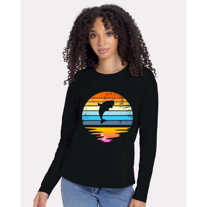 Beluga Whale Retro Sunset Save The Whales Beluga Meaningful Gift Womens Cotton Relaxed Long Sleeve T-Shirt