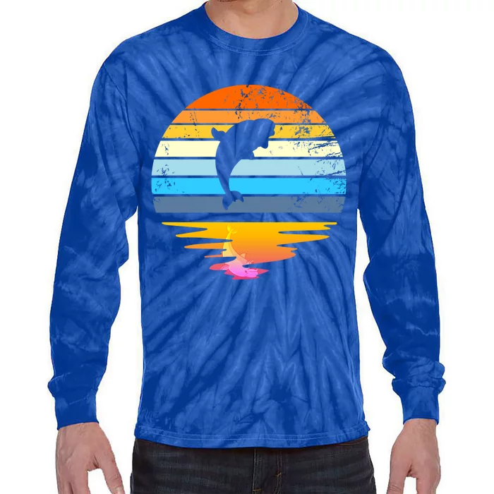 Beluga Whale Retro Sunset Save The Whales Beluga Meaningful Gift Tie-Dye Long Sleeve Shirt