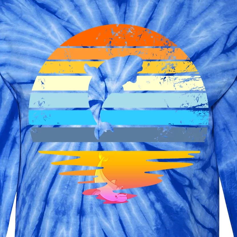 Beluga Whale Retro Sunset Save The Whales Beluga Meaningful Gift Tie-Dye Long Sleeve Shirt