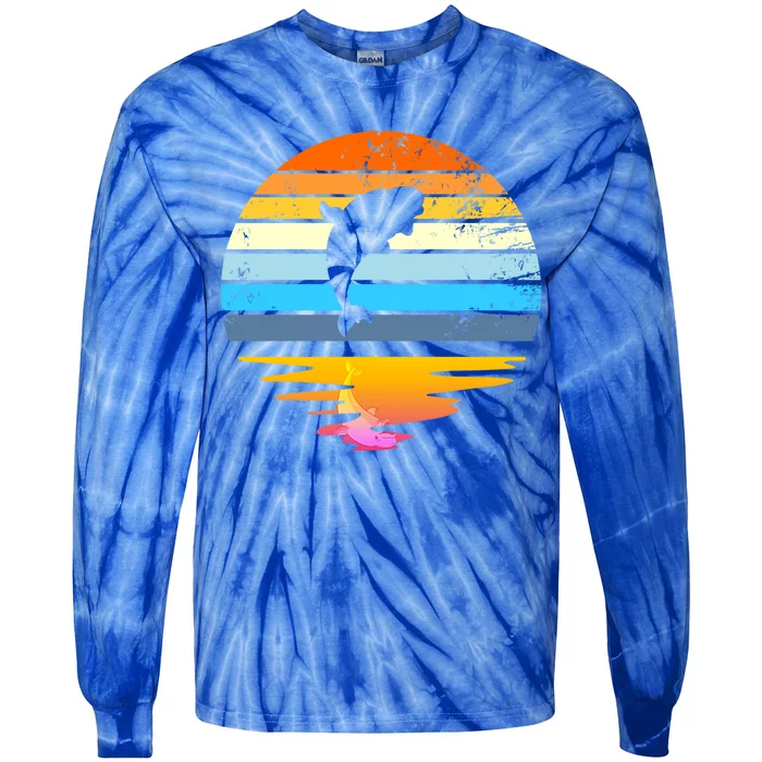 Beluga Whale Retro Sunset Save The Whales Beluga Meaningful Gift Tie-Dye Long Sleeve Shirt