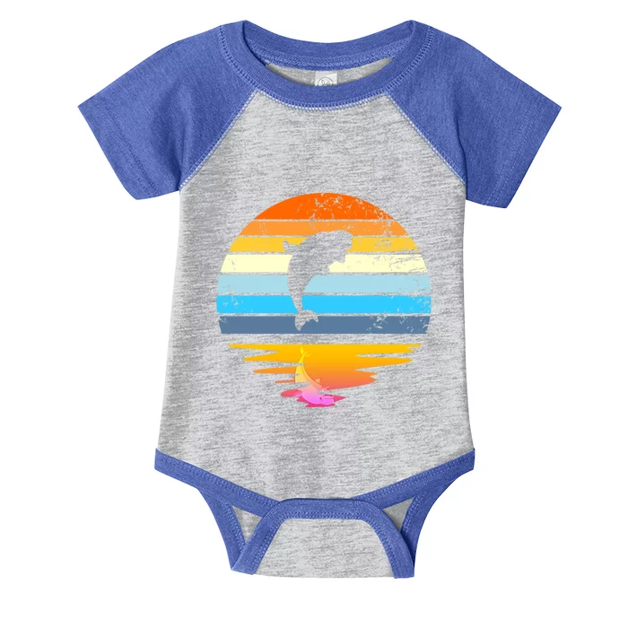 Beluga Whale Retro Sunset Save The Whales Beluga Meaningful Gift Infant Baby Jersey Bodysuit