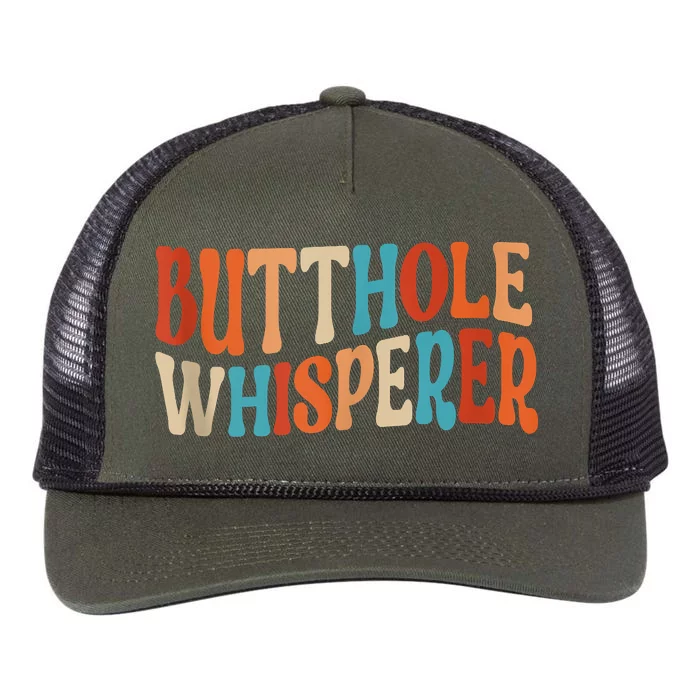 Butthole Whisperer Retro Sarcastic Jokes Funny Retro Rope Trucker Hat Cap